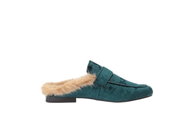 STEVE MADDEN Green velvet fur Madden slippers